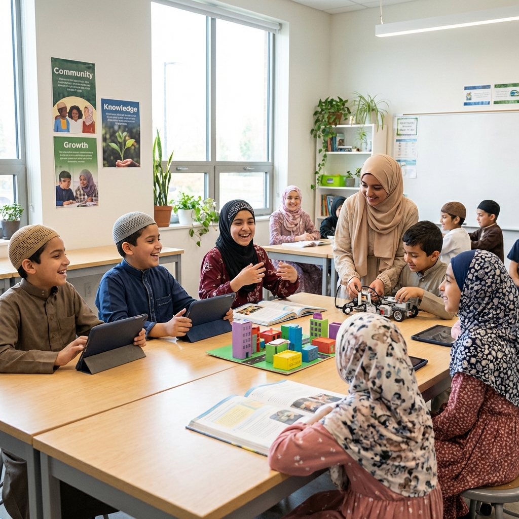 Happy young Muslim students